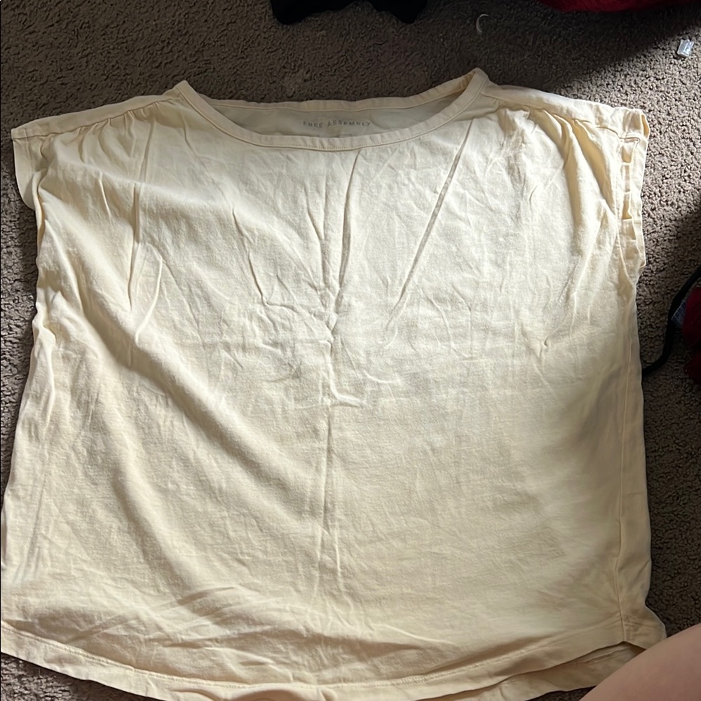 Cream Boxy Relaxed Short Sleeve Tee